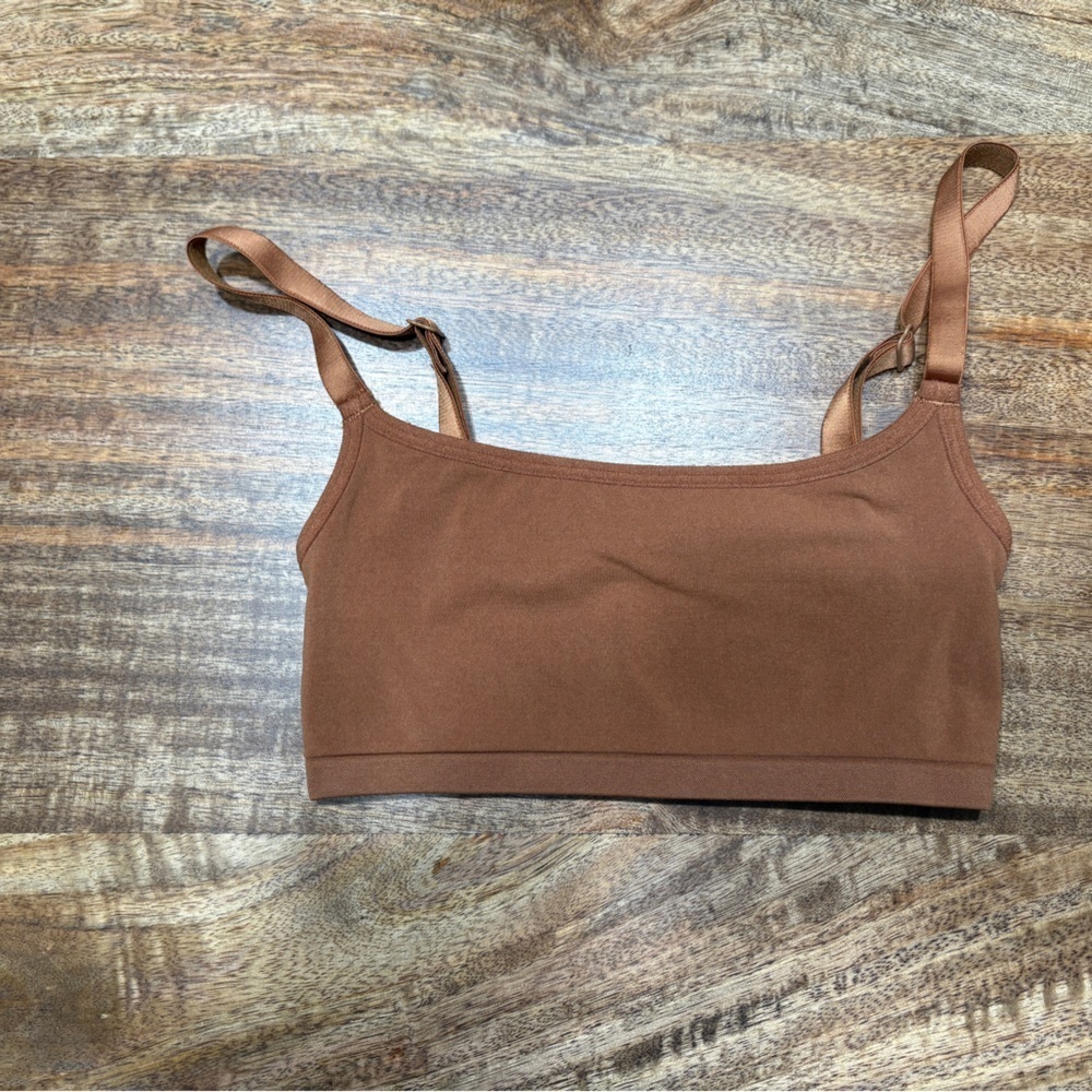 Skims Womens Everyday Bralette Scoop Neck Adjustable Straps Bra Brown Size XXS